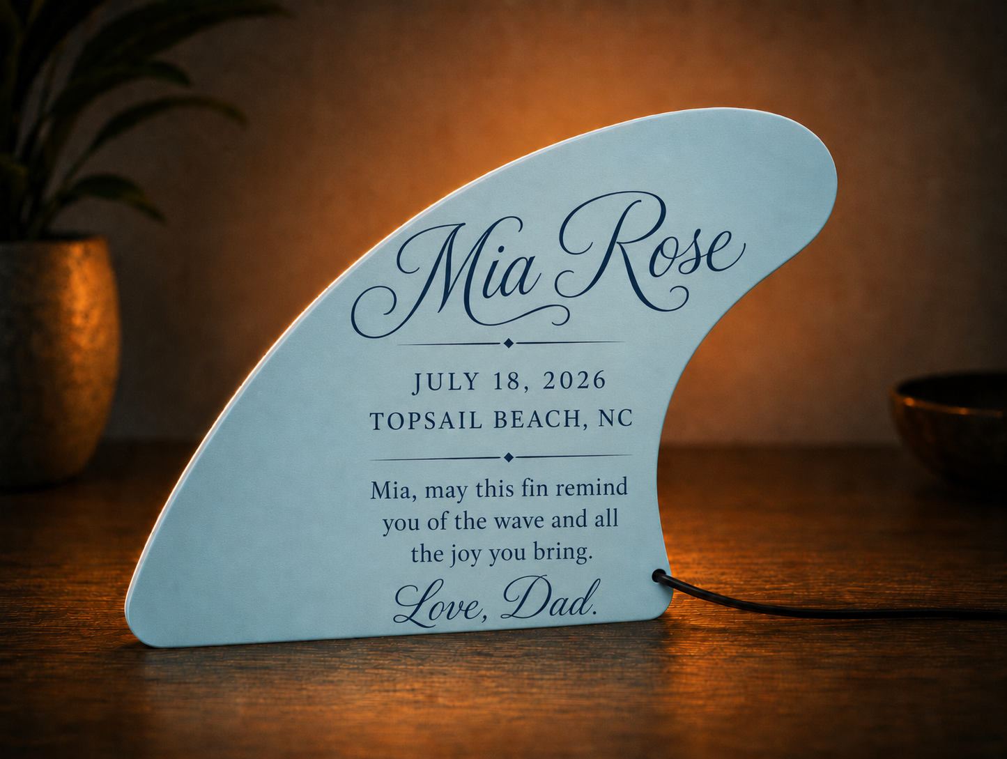 Custom Surf Fin Illuminated Keepsake - Image 4